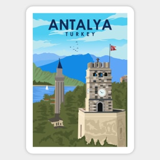 Antalya Turkey Vintage Travel Poster Sticker